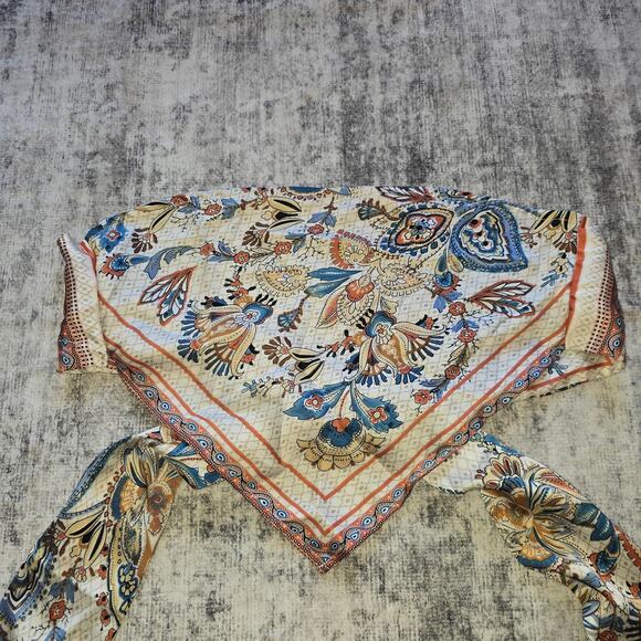 Shein Crop Top Womens Extra Small Multicolor Boho Print Tie Front Bandana Style - Picture 8 of 10